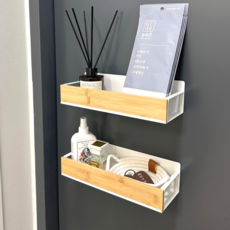 리빙하우 다용도 자석선반 냉장고 현관문 세탁기 수납, 2개, 화이트