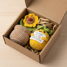 오토리 풍수 해바라기 뜨개 인형 센스있는 집들이 선물, 선물 포장 세트