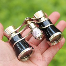 迷你金屬手持觀劇鏡 雙筒高清便攜復古時尚舞臺話劇望遠鏡, 黑色鍍鉻