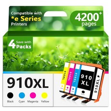 910XL 잉크 카트리지 블랙 컬러 콤보 팩 (4팩) 오피스젯 프로 8015e 8020e 8022e 8025e 8028e 8035e 8010 8022 8020 8025 8025
