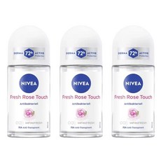 독일 니베아 우먼 후레시 로즈 터치 안티박테리아 롤온 데오드란트, 3개, 50ml