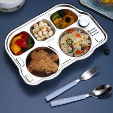 뛰뛰빵빵 버스 5구 스텐 유아식판, 단품, 1개