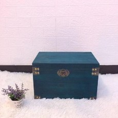 공간박스 수납함 빈티지 원목 보관함 나무색 박스 장식품, D. 블루