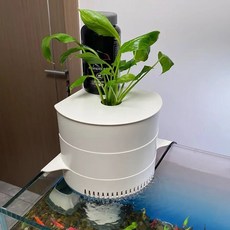 多層魚缸過濾盒，簡約粉色設計，可拆卸易清洗，適用多種尺寸魚缸, 1個, 4層過濾盒不含濾材馬達-白色