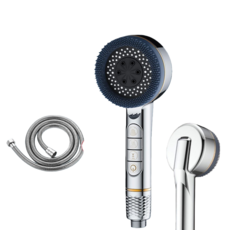 鋼琴按鍵過濾蓮蓬頭 增壓按摩淋浴組, 1個, 【銀色鋼琴】過濾蓮蓬頭+1.5米軟管銀色, 銀色