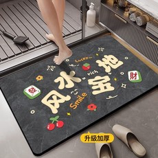 DIU 新款浴室地墊硅藻泥衛浴吸水防滑墊洗水間廁所門口免洗耐髒腳墊, 1個, 大理石文字-風水寶地