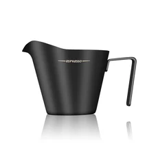 IKAPE 60ml 스테인리스 스틸 에스프레소 푸어 컵 손잡이 및 주입구 포함 금속 V자형 커피 바 액세서리, 01 빠른  Mainland, 01 100ml 용량, 07 1PCS Black