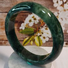 瓜地馬拉A貨翡翠藍水雪花平安鐲 58.8mm, 1個, 藍水雪花