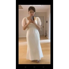 피로연 원피스 웨딩 롱스커트 혼주 드레스 돌잔치, 크림화이트