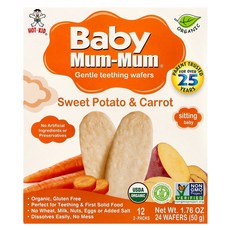 Hot Kid Baby Mum-Mum® 부드러운 치발 웨이퍼 고구마 & 당근 12팩 각 2개입 Kid (핫키드), Hot Kid, Baby Mum-Mum®, 부드러운, 1개