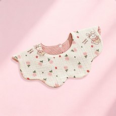 純棉紗布嬰兒寶寶圍兜 口水巾 愛心小狗 防水花瓣, 花園小兔 防水花瓣, 1個, 2個