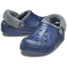 크록스 공용 바야 라인드 퍼즈 스트랩 클로그 네이비슬레이트그레이