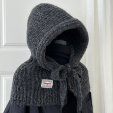 드림홈스 여성 빅후드 니트 넥워머 바라클라바, 차콜, 1개