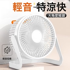 usb小風扇迷你電風扇家用辦公室學生宿舍牀上桌面便攜式風扇無刷, 白色一檔風速:5寸