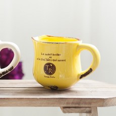 (3+1) 도자기 원형 화분 티알머그컵 12x8cm 2컬러 조화꽃 전용 다육 인테리어 장식 소품 원예 용품 가드닝, 옐로우