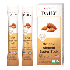 바이퀸 데일리 100% 무첨가 유기농 아몬드 버터 스틱 잼 (), 5박스, 18g