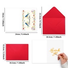 嗨購 創意小清新花鳥感謝卡片信封套裝, 1個