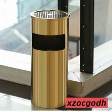 不銹鋼酒店大堂垃圾桶煙蒂柱滅煙桶帶煙灰缸室外吸煙區電梯口立式, 圓形麗格土豪金25*61（帶內桶）, 1個