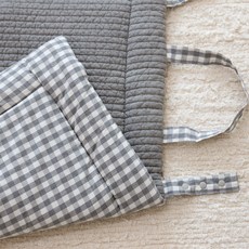 bamiblanc 幼兒園攜帶式格紋絎縫午睡墊 新生兒嬰兒幼兒用 純棉, 灰色