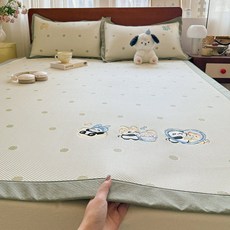 冰絲涼蓆 可機洗家用軟席, 泡泡樂平鋪款涼蓆+枕套