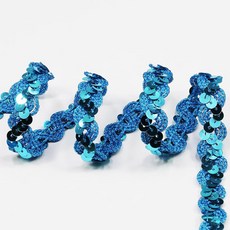 DIY 재봉 드레스 댄스 의상을 위한 12야드 와이드 0.59인치 핑크 세퀸 리본 트림 헤드밴드(핑크), Blue, 1개