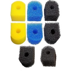 수족관 필터 교체용 스펀지 어항 교체 부품 3단계 인탱크 130GPH 1040 갤런 어항용 (거친 스펀지 2개 검은색 4개 미세 2개), 8개