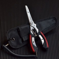 台灣本土貨 路亞鉗 翹嘴釣魚鉗子多功能路亞鉗便攜控魚鉗取魚摘鉤垂釣工具PE魚線剪子, 紅色/鋼本+失手繩+鉗套, 1個