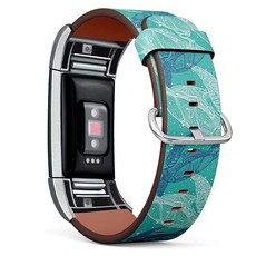 Fitbit Charge 2와 호환 - 가죽 손목 밴드 팔찌 교체 액세서리 밴드 어댑터 포함 - 바다 거북 마린 104291