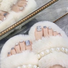 네일팁 발 네일 스티커 붙이는 손톱 24매입 귀여운 칩 수제 캣아이 디자인 네일팁 풋 라인스톤 데코 붙이는 손톱 재사용 가능 한국 네일용품을 간편하게 붙이는 내구성 편리함