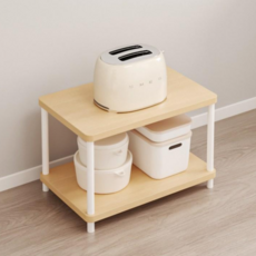 하이피러브 다용도 수납 선반 진열장 전자레인지 선반, 오크, 2단