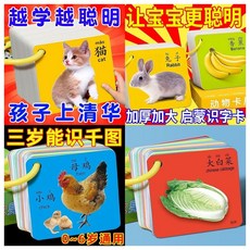 動物卡片早教認知啟蒙書 兒童益智識字玩具, 加大加厚/雙麵印刷/送收納環,熱銷中：動物 共90麵+不重複