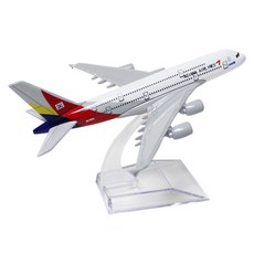 JJC 비행기 모형 16cm 1:400 ~ 20cm 1:300 다이캐스트 장식용 소형 모형항공기, 1개, 아시아나항공 A380- 1:400 - 16cm