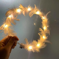 크라운 생일파티 웨딩 LED 머리띠 반짝이 티아라, 1개, 화이트+LED