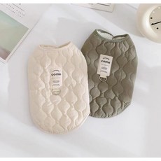 애완야심 강아지 패딩 조끼 옷, 1개, 베이지