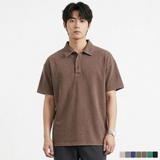 디커스텀 오버핏 피그먼트 반팔 폴로 카라 티셔츠 빅사이즈
