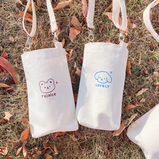 소요상점 캔버스 스트랩 텀블러 파우치, 1개, 곰