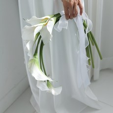 엘블랑꼬 그랜드 카라 드롭 부케 대형 조화 실크플라워 셀프웨딩 촬영 포인트 부케, 1개