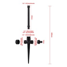 정원 잔디 회전 스프링클러 관개 360 산란 1/2 자동 급수 노즐 수나사 학위, BK with tube 1, 12.BK with tube