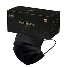 고르고 바른 마스크 성인용 특대형, 50매입, 1개, 블랙