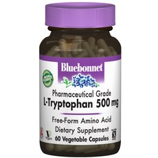 Bluebonnet 左旋色胺酸 500mg植物膠囊 無麩質, 60顆, 1罐