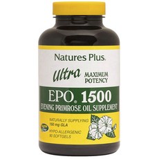 NaturesPlus 天然佳 Ultra EPO 1500月見草油GLA無麩質軟膠囊 150mg, 90入, 1個