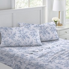 Laura Ashley 홈 플란넬 컬렉션 면 시트 침구 방축 가공 세트 포근한 부드러움 편안함