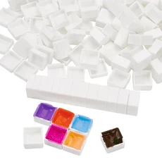 50/100/200pcs 빈 작은 팬 팔레트 0.5ml 팬 DIY 수채화 오일 페인트에 대 한 수채화 흰색 플라스틱 페인트, 06 100 Pcs White