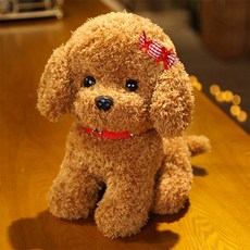 스토리원 리본 푸들 강아지 동물 인형 봉제 중형 소형 ST-TOY-008, 1개, 베이지, 22cm