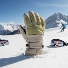 칸쿤 스키장갑 아동/성인/주니어 3size 스마트터치/방한/방수장갑, SG_04 올리브M, 1개