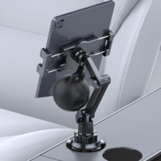 NEXT EDGE 안정적인 차량용 컵홀더 태블릿 핸드폰 거치대 360도 회전 초강력 고정, 블랙-A081, 1개