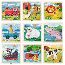비가 9피스 직소퍼즐 12종택1 원목퍼즐 놀이, 하마9p