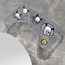 可愛卡通庫洛米馬桶凳 家用蹲坑神器 衛生間兒童成人墊腳凳, 透明 帕恰狗貼紙 升級款