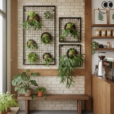 【 SHAONIANNA.TW 】 台灣製 鹿角蕨架壁掛 植物架植栽展示架 牆面植栽架 金屬網格架 水泥牆掛架, 1個