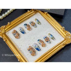 Whisper Nails 穿戴甲 美甲片 指甲片 純手工 瓷韻繁花【現貨 隔日達】, 1個, M